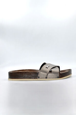 Kadın Platin Çapraz Anatomik Günlük Terlik