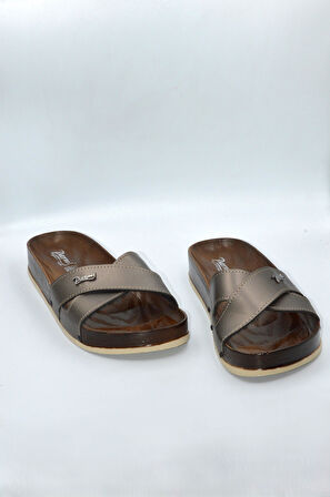 Kadın Platin Çapraz Anatomik Günlük Terlik