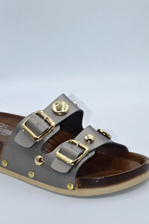 Kadın Plaitn Tokalı Yazlık Günlük Terlik