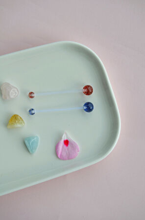 Renkli Toplu Bioplast Hamile Göbek Piercing Seti – 2 Adet (Kırmızı & Mavi)