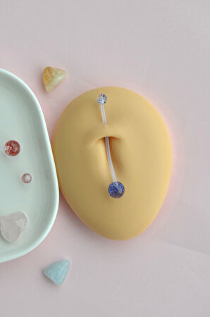 Renkli Toplu Bioplast Hamile Göbek Piercing Seti – 2 Adet (Kırmızı & Mavi)