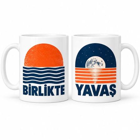 Birlikte Yavaş 2`li Porselen Kupa Seti - MODEL 705