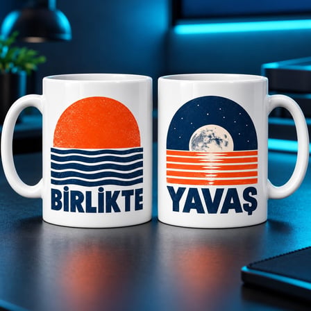 Birlikte Yavaş 2`li Porselen Kupa Seti - MODEL 705