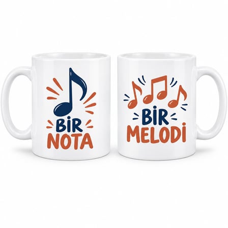 Bir Nota Bir Melodi 2`li Porselen Kupa Seti - MODEL 315