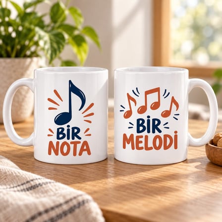 Bir Nota Bir Melodi 2`li Porselen Kupa Seti - MODEL 315
