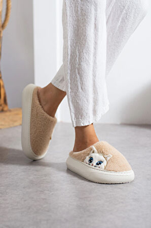 Kadın Peluş Panduf Kışlık Dikişli Yıkanabilir Sıcak Tutan Kürklü Hafif Kaymaz Rahat Taban