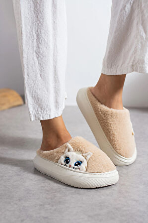 Kadın Peluş Panduf Kışlık Dikişli Yıkanabilir Sıcak Tutan Kürklü Hafif Kaymaz Rahat Taban