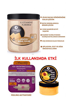 Epilasyon, Ağda Sonrası Batık Peeling 1kg Set Bisküvi Peeling+mango Şeftali Peeling+tüy Geciktirici