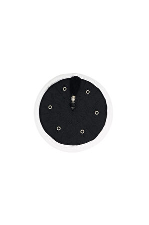 İmam Sarığı-Beyaz Kumaş-Siyah Takke-Düz Sarım-Kuş Gözlü-5 metre