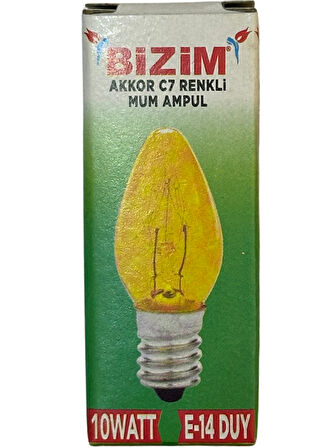 Bizim 10W Açık Sarı Işık E14 Duylu Dim Edilebilir Mum Ampul (10 Adet)