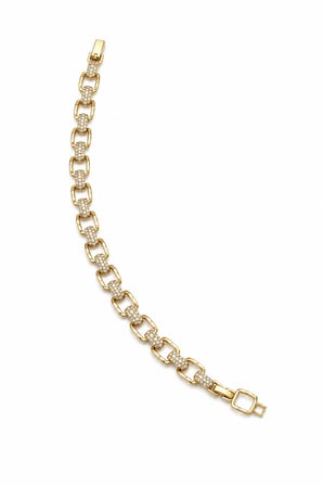 Balenbi Jewelry Kadın 14K Gold Renk Zirkon Taş Detaylı Geometrik Zincir Çelik Bileklik 1176