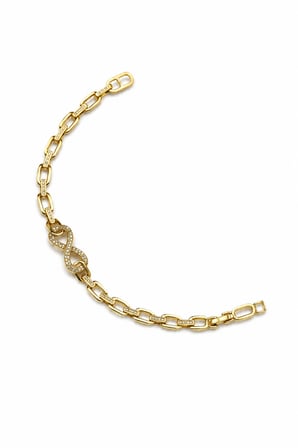 Balenbi Jewelry Kadın 14K Gold Renk Sonsuzluk Figürlü Zirkon Taş Detaylı Çelik Bileklik 1178