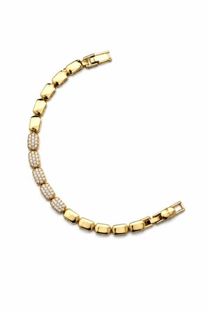 Balenbi Jewelry 14K Gold Renk Zirkon Taş Detaylı Geometrik Kararmaz Çelik Kadın Bileklik 1188