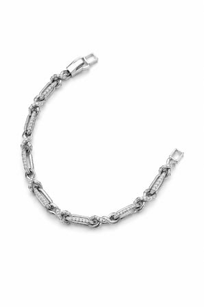 Balenbi Jewelry Gümüş Renk Zirkon Taşlı Geometrik Bağlantı Zincir Paslanmaz Çelik Kadın Bileklik 1193