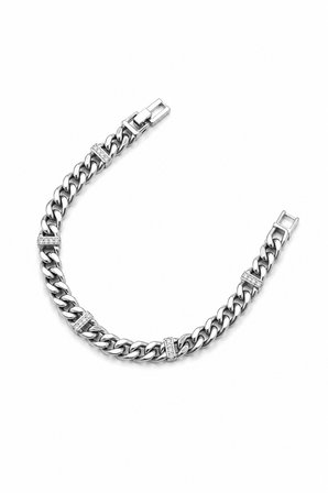 Balenbi Jewelry Gümüş Renk Zirkon Taş Detaylı Gurmet Zincir Paslanmaz Çelik Kadın Bileklik 1194