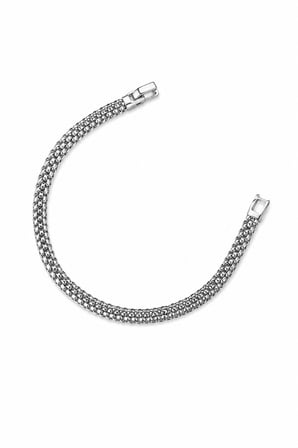 Balenbi Jewelry Gümüş Renk Çok Sıralı Hasır Örgü Zincir Paslanmaz Çelik Kadın Bileklik 1196