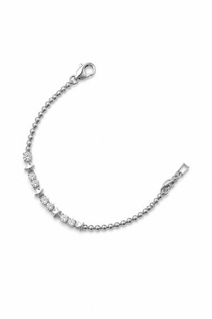 Balenbi Jewelry Gümüş Renk Yıldız Figürlü Zirkon Taşlı Top Zincir Paslanmaz Çelik Kadın Bileklik 1197