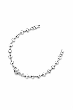 Balenbi Jewelry Gümüş Renk Kalp Figürlü Zirkon Taş Detaylı Paslanmaz Çelik Kadın Bileklik 1199
