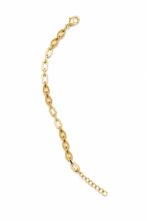 Balenbi Jewelry Burgu Desenli Oval Motifli Zincir Kadın Bileklik 14K Gold Renk 1222