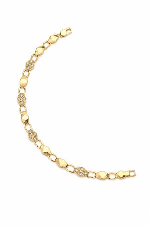 Balenbi Jewelry 14K Gold Paslanmaz Çelik Zirkon Taşlı Geometrik Desenli Kadın Bileklik 1232