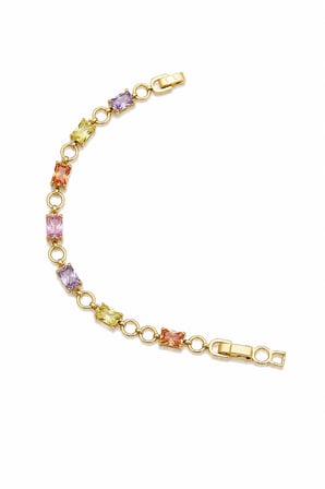 Balenbi Jewelry 14K Gold Paslanmaz Çelik Renkli Taşlı Kadın Bileklik 1233