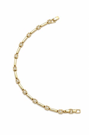 Balenbi Jewelry 14K Gold Paslanmaz Çelik Kare Zirkon Taşlı Minimal Kadın Bileklik 1242