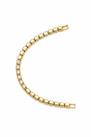 Balenbi Jewelry 14K Gold Paslanmaz Çelik Zirkon Taş Detaylı Geometrik Kadın Bileklik 1245