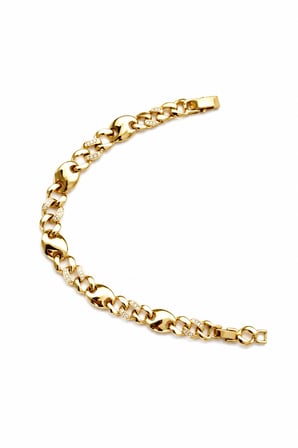 Balenbi Jewelry 14K Gold Paslanmaz Çelik Zirkon Detaylı Gurmet Zincir Kadın Bileklik 1247