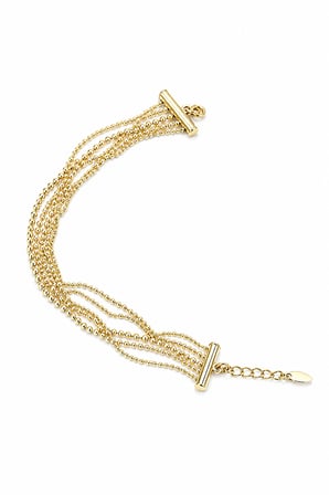 Balenbi Jewelry 14K Gold Paslanmaz Çelik Çok Sıralı Top Zincir T Bar Kadın Bileklik 1251