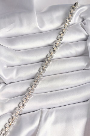 Pirinç Mix Renk Zirkon Taşlı Zincir Model VIP Seri Kadın Bileklik