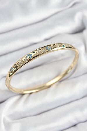 Pirinç Zirkon Taşlı Kelebek Model Gold Renk Kadın Kelepçe