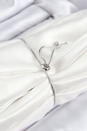 Pirinç Zirkon Taşlı Kelebek Model Gümüş Renk Asansörlü Kadın Bileklik