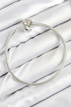 Pirinç Charm Topcuk Model Gümüş Renk Kadın Bileklik