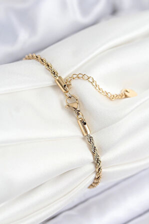 316L Çelik Nazar Boncuğu Detaylı Yaşam Çiçeği Model Gold Renk Kadın Bileklik