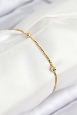 316L Çelik Topcuk Model Gold Renk Kadın Bileklik