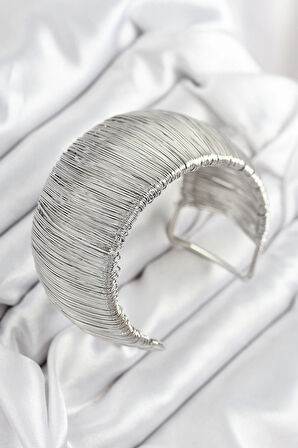 Pirinç Tel Sarma Model Gümüş Renk Kadın Bileklilk