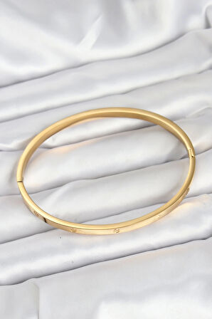 316L Çelik Gold Renk 65 mm İnce Kadın Kelepçe Bileklik