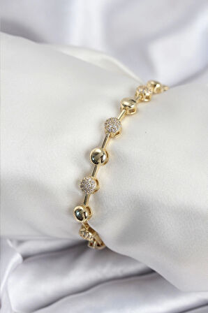 Pirinç VIP Seri Gold Renk Topçuk Model Kadın Bileklik