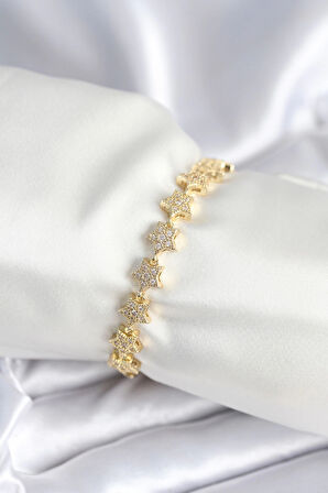 Pirinç Gold Renk Yıldız Model Kadın Bileklik