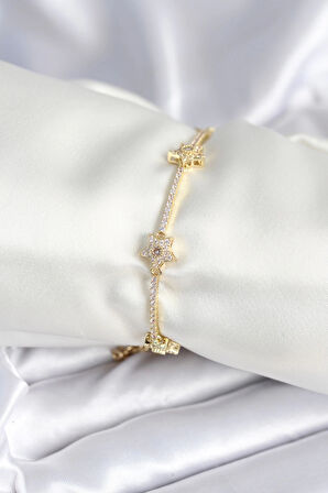 Pirinç Gold Renk Yıldız Model Kadın Bileklik