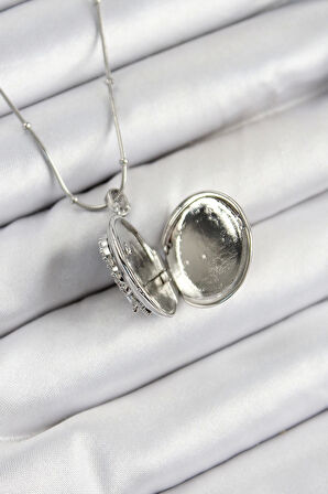 316L Çelik Zincir Açılabilir Anka Kuşu Model Zirkon Taşlı Gümüş Renk Kadın Kolye