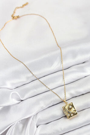 316L Çelik Zirkon Taşlı Açılabilr Kapaklı Kitap Model Gold Renk Kadın Kolye