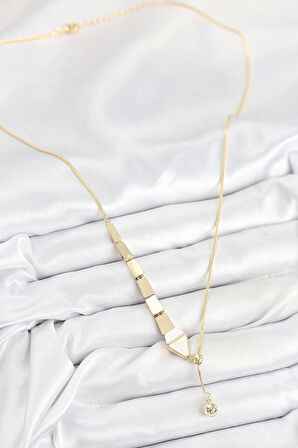 Pirinç Yılan Model Gold Renk Asansörlü Kadın Kolye