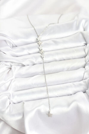 316L Çelik Zincir Gümüş Renk Yıldız Model Y Kolye