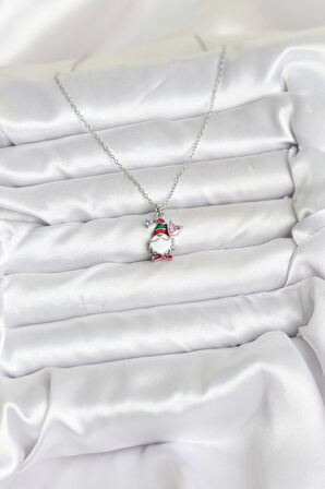 316L Çelik Zincir Gümüş Renk Yılbaşı Teması Kadın Kolye