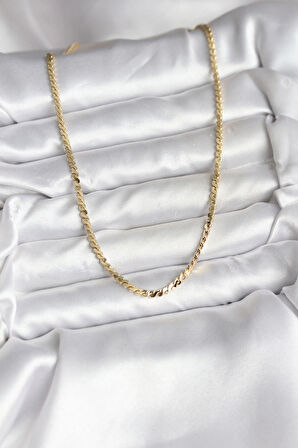 14K Gold Renk Kaplama Ezme Yılan Zincir Model CM Kadın Kolye