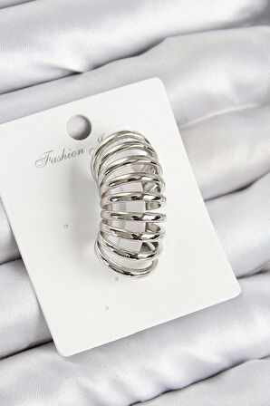 Pirinç Yay Model Gümüş Renk Sağ Kıkırdak Küpe