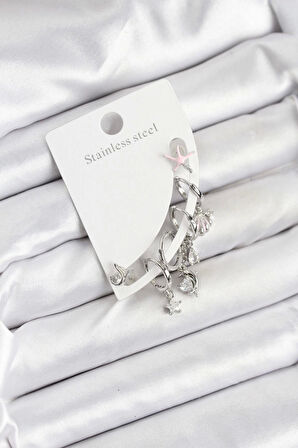 Pirinç Gümüş Renk Set Küpe