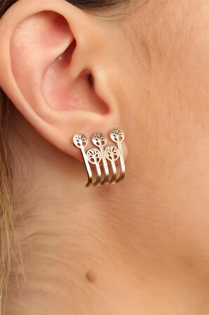 Rose Renk Ağaçlı Kadın Küpe