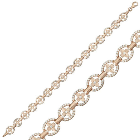 Gümüş Rose Yuvarlak Su Yolu Kadın Bileklik